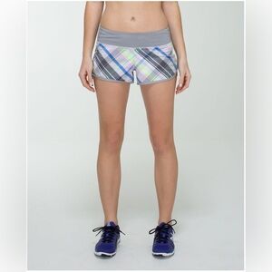 Lululemon Speed Short in Rad Plaid Lullaby Reflective / Ambient Grey